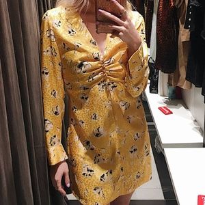 Zara Floral Print Jacquard Dress with Rhinestones